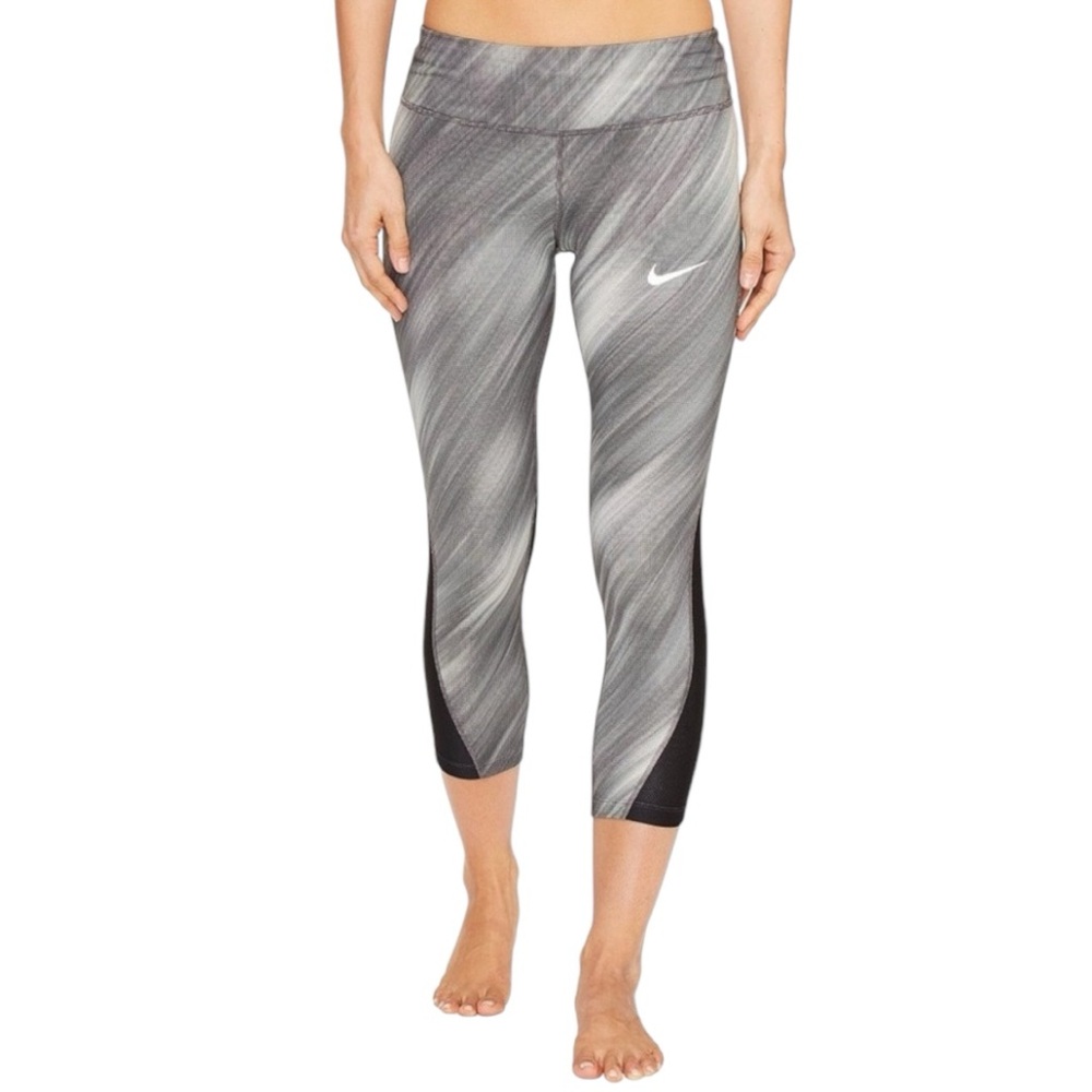 Nike Womens Power Racer Print Running Crop Black/Black S